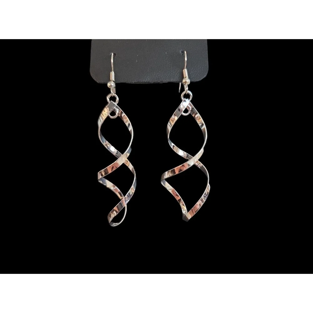 6 Pair Silver Tone Earring‎ Set Leaf Spiral Filigree Geometric Drop Dangle NEW